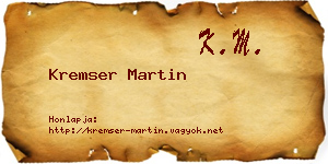 Kremser Martin névjegykártya